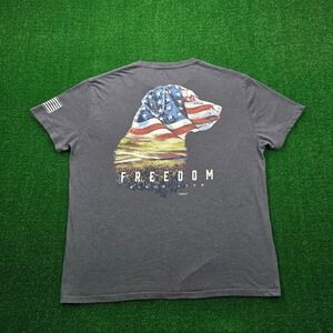 Jedco Tshirt Mens 2XL Gray American Flag Hunting Dog Freedom Graphic Tee‎